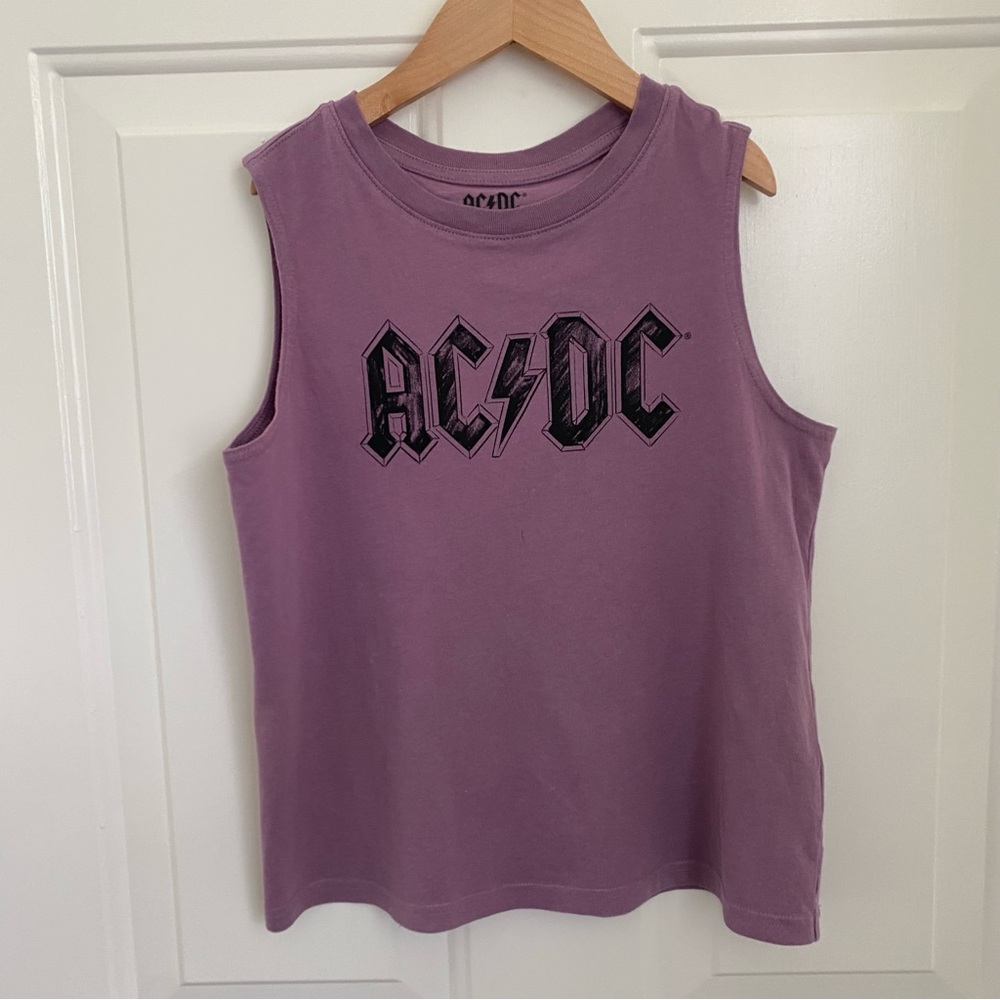 AC/DC Rock Band Girl’s Sleeveless Muscle Tee Shirt - Size Medium (8)